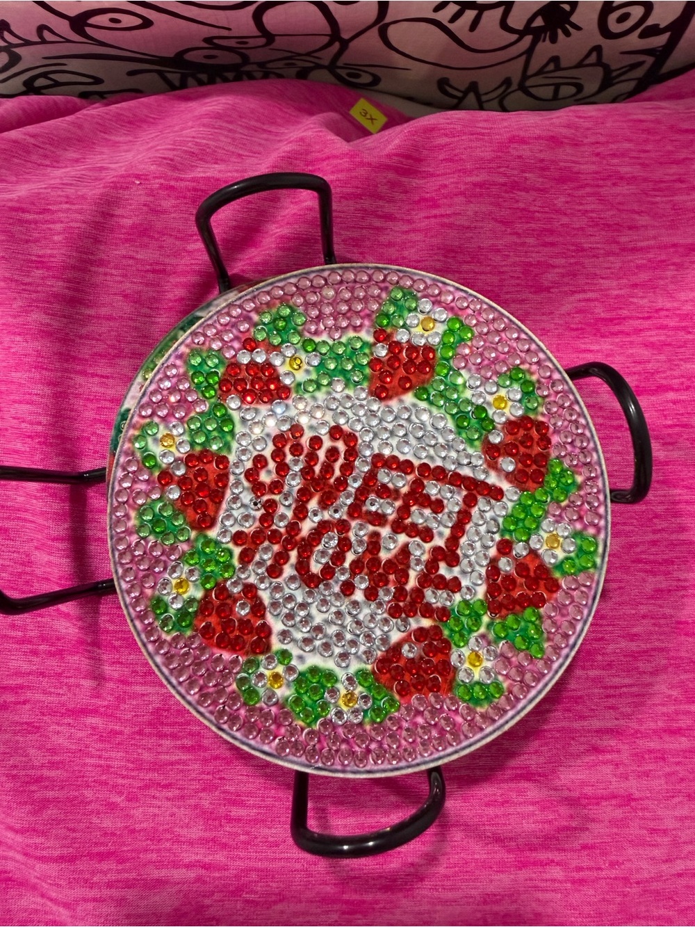 Sweet Home Decorative Jeweled Trinket Dish - Pink & Red Handmade coasters
